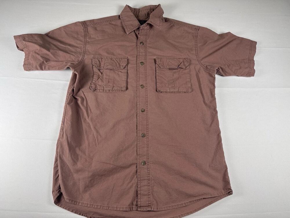 RedHead Mens Medium Short Sleeve Button Up Shirt Salmon Pink Outdoor Fishing